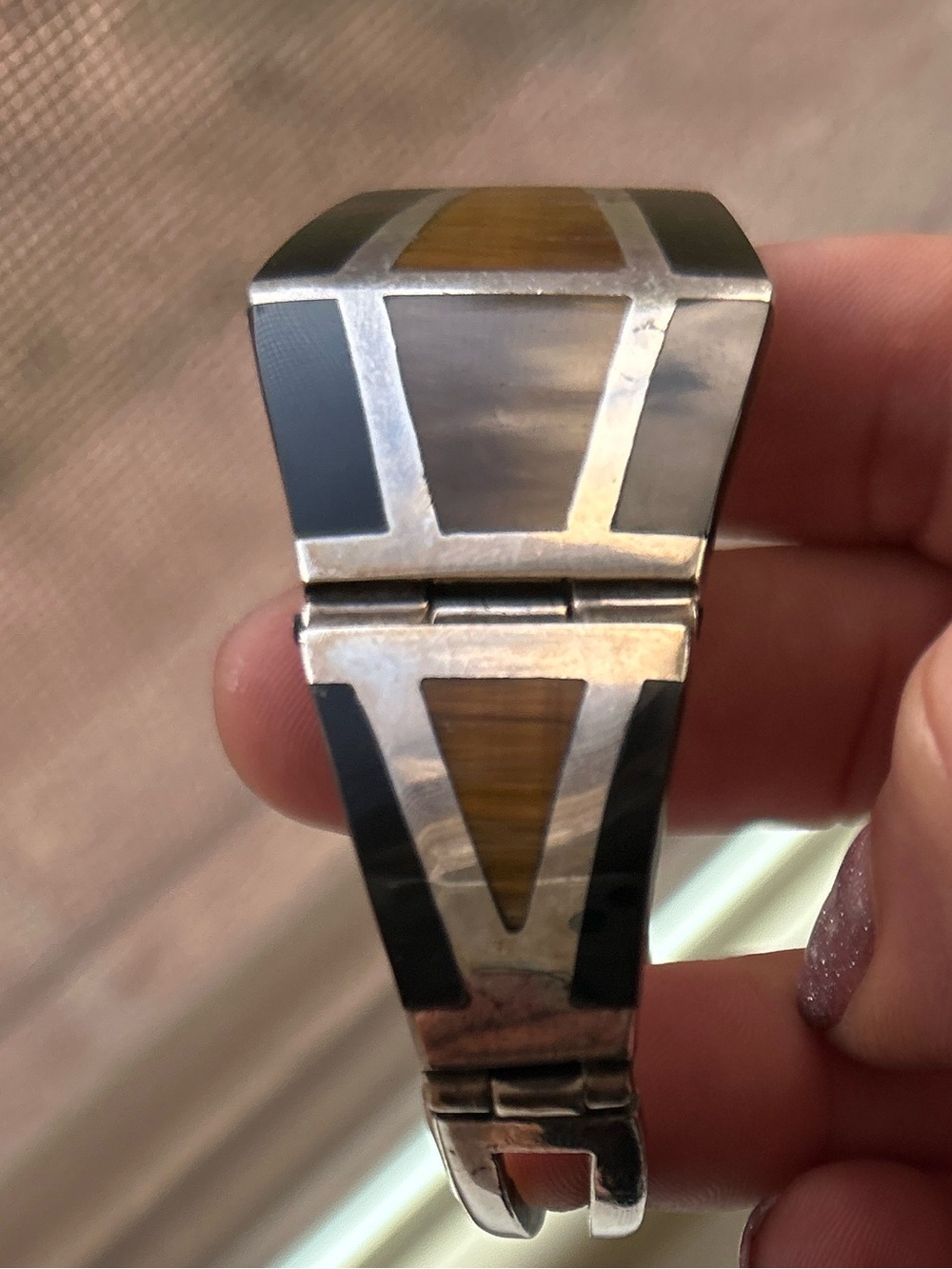 Sterling Silver and Tiger Eye Inlay Bracelet